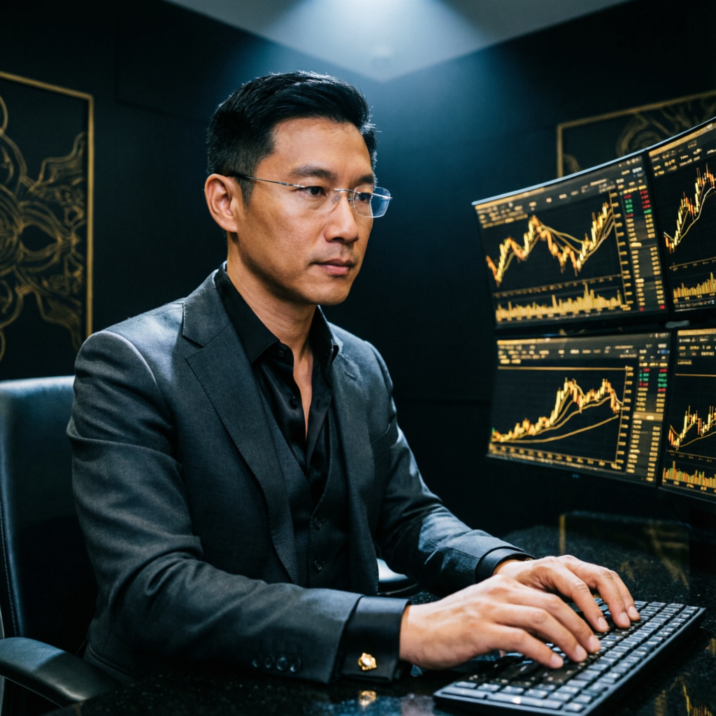 Professional forex trader analyzing Topstep Trading Combine fees with multiple trading screens