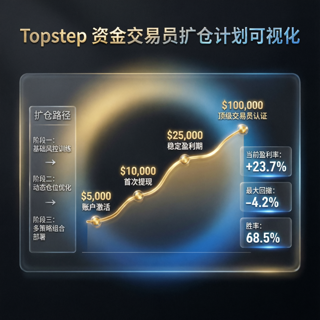Topstep Scaling Plan Visualization with Growth Metrics