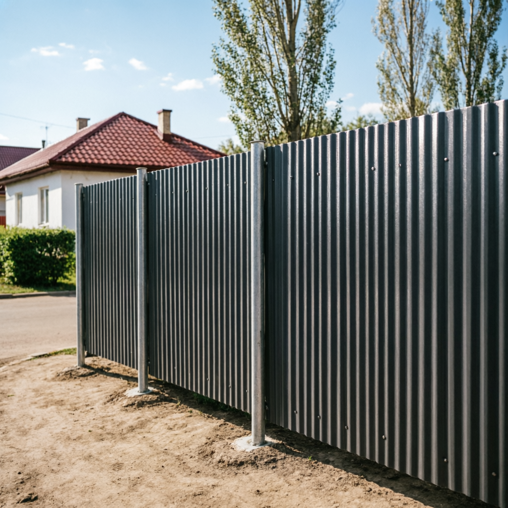 Секционный металлический забор Классик 3x2 м с профнастилом