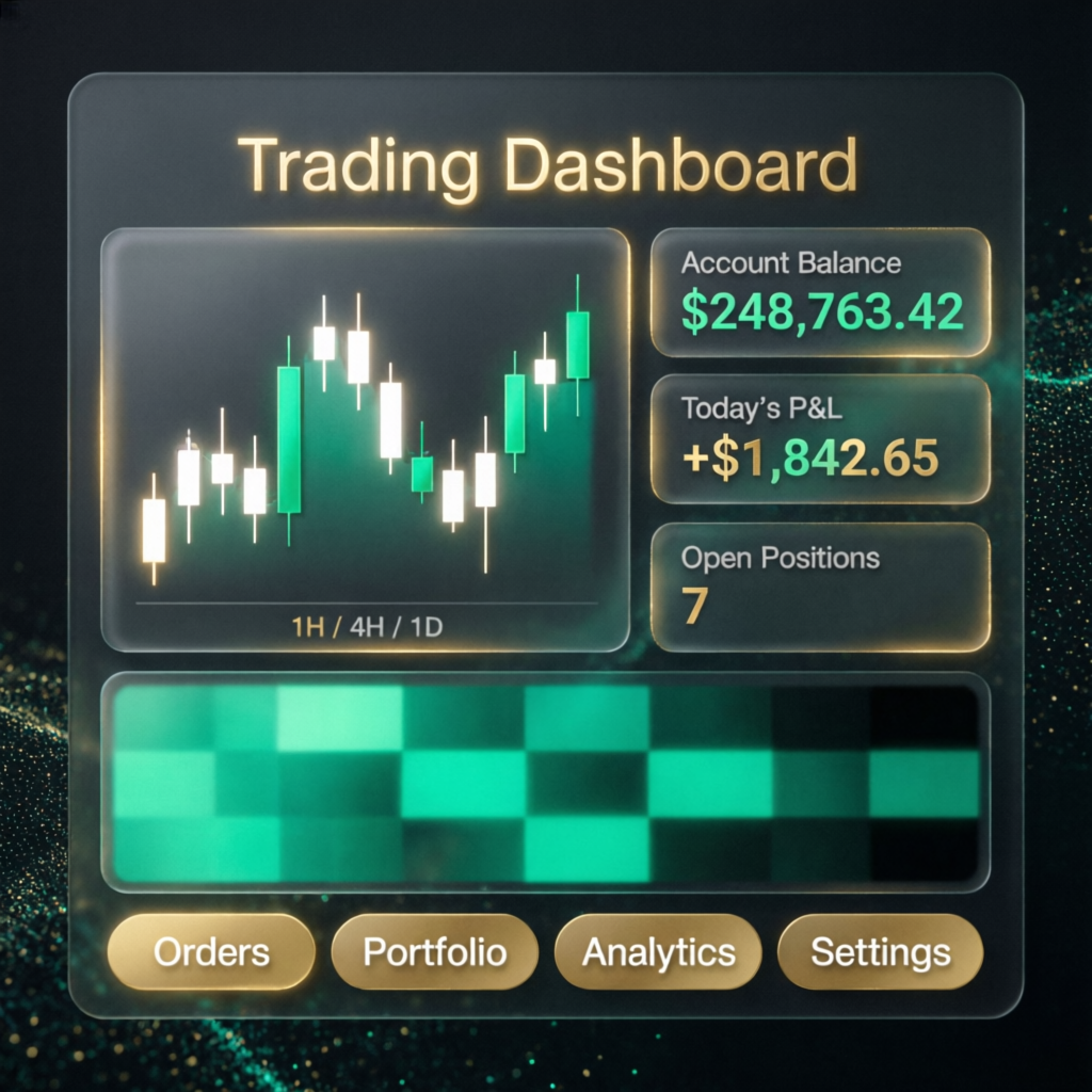 Apex Trader Funding dashboard showing account balance and trading metrics