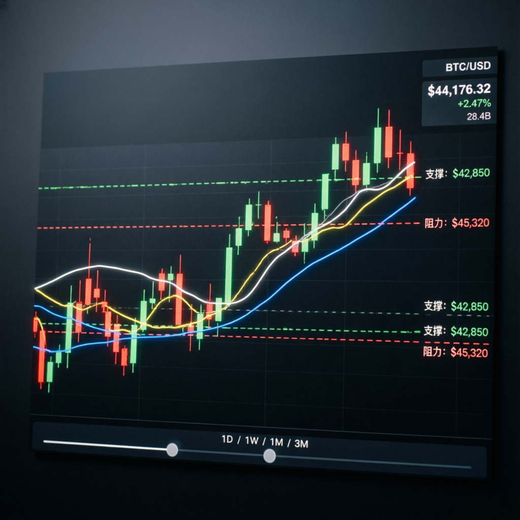 Advanced technical analysis chart with candlestick patterns and support resistance levels