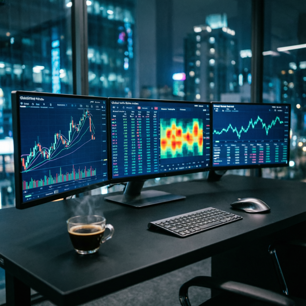 Professional Forex Trading Setup with Multiple Monitors