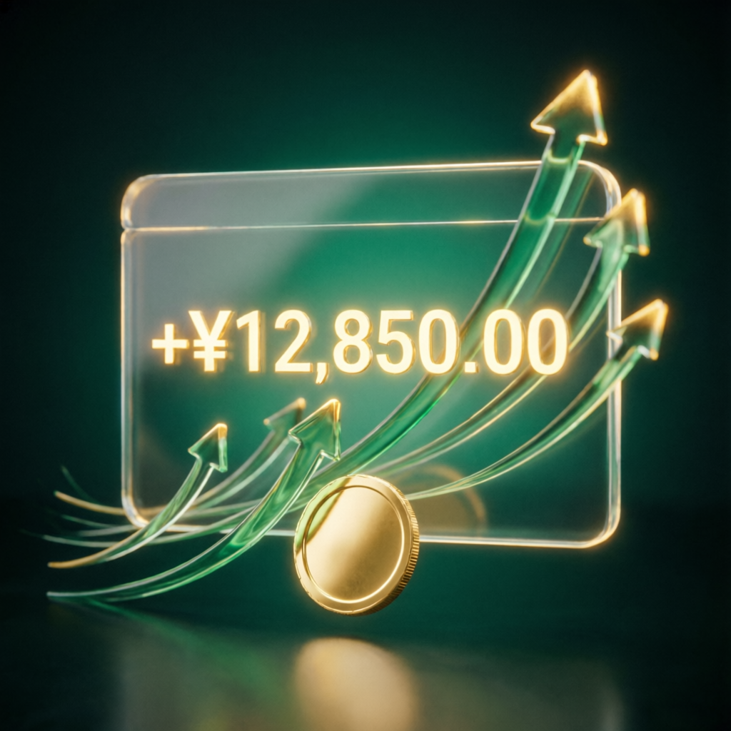 Trading payout success with green upward arrows