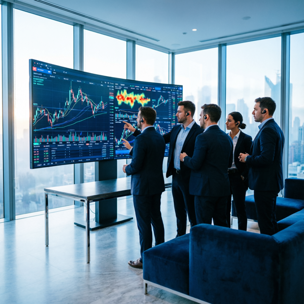 Professional Trading Team Analyzing Market Data