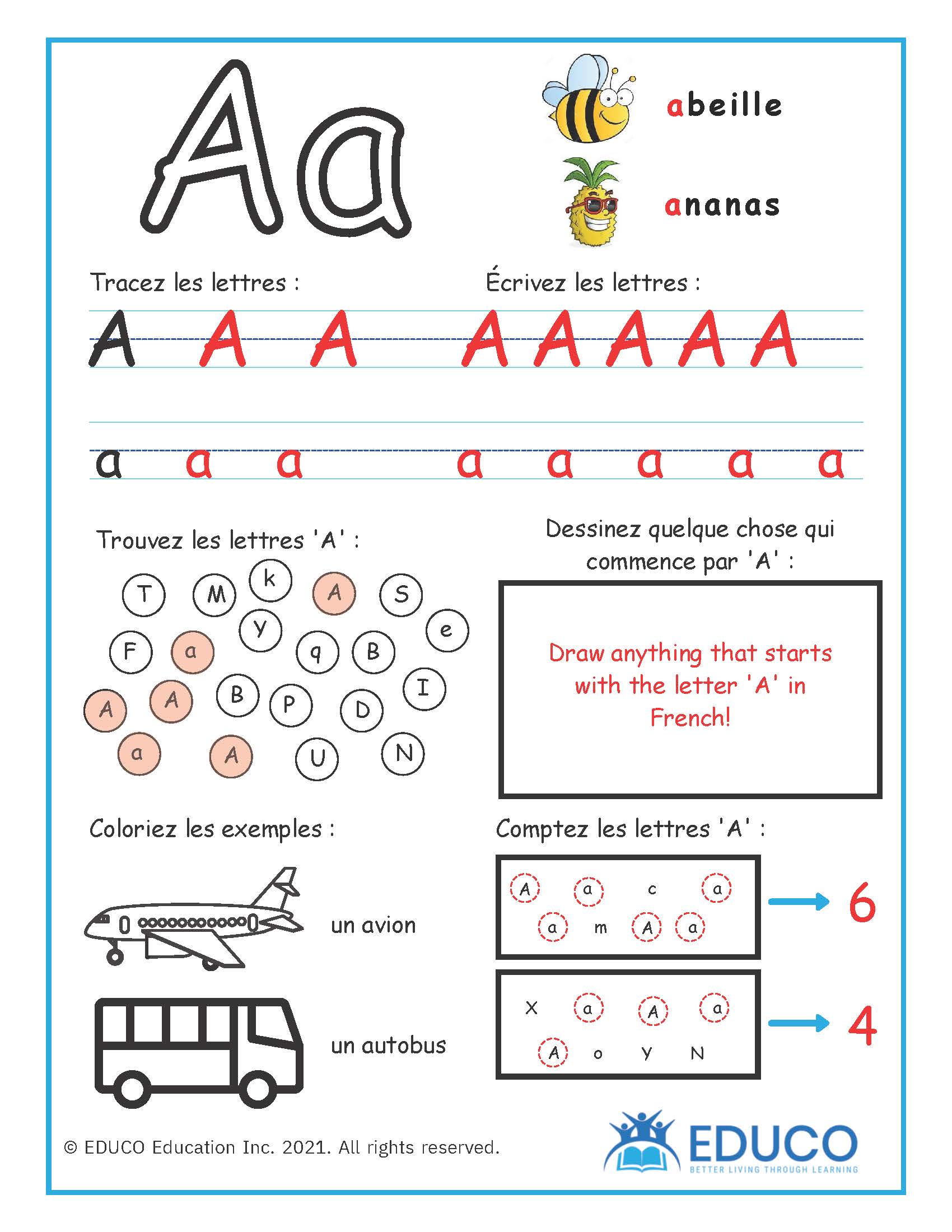 Alphabet français éducatif avec images