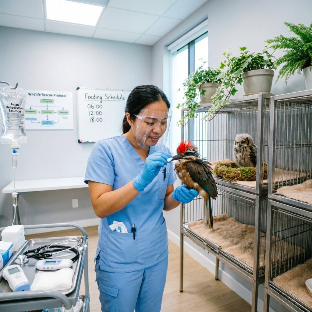 Wildlife Rehabilitator at work