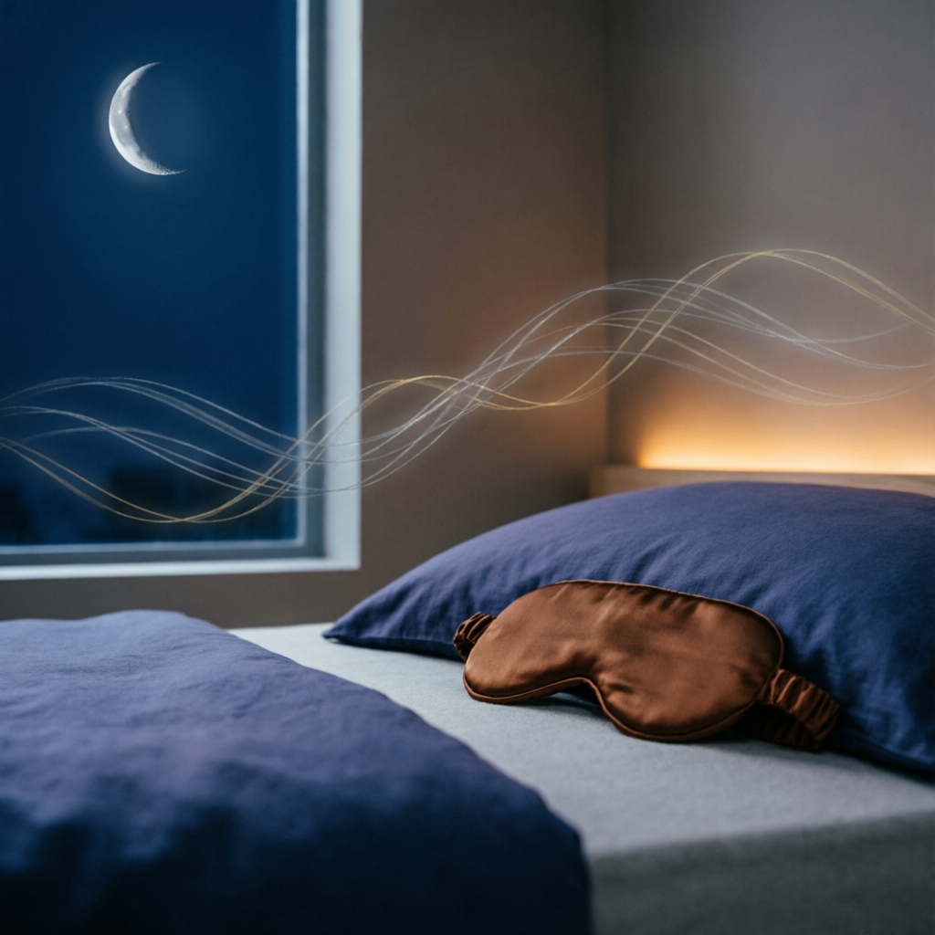 夜の寝室と月のイラスト。睡眠と性欲の関係を扱う特集のサムネイル。