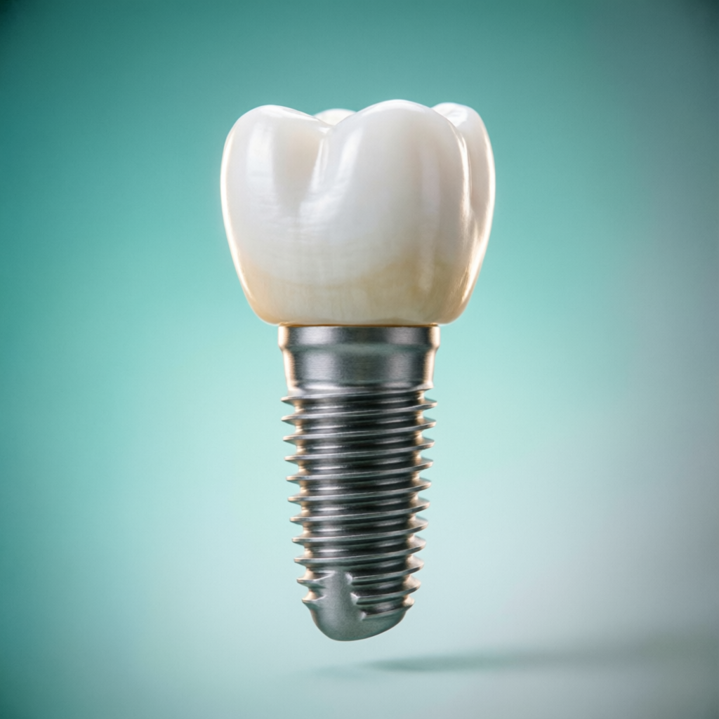 Titanium dental implant with zirconia crown — advanced implant dentistry in Muzaffarpur