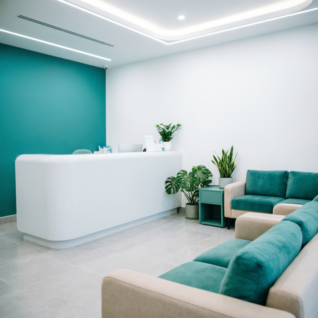 Clean and welcoming reception lounge of Perfect Dental & Implant Clinic in Muzaffarpur, Bihar