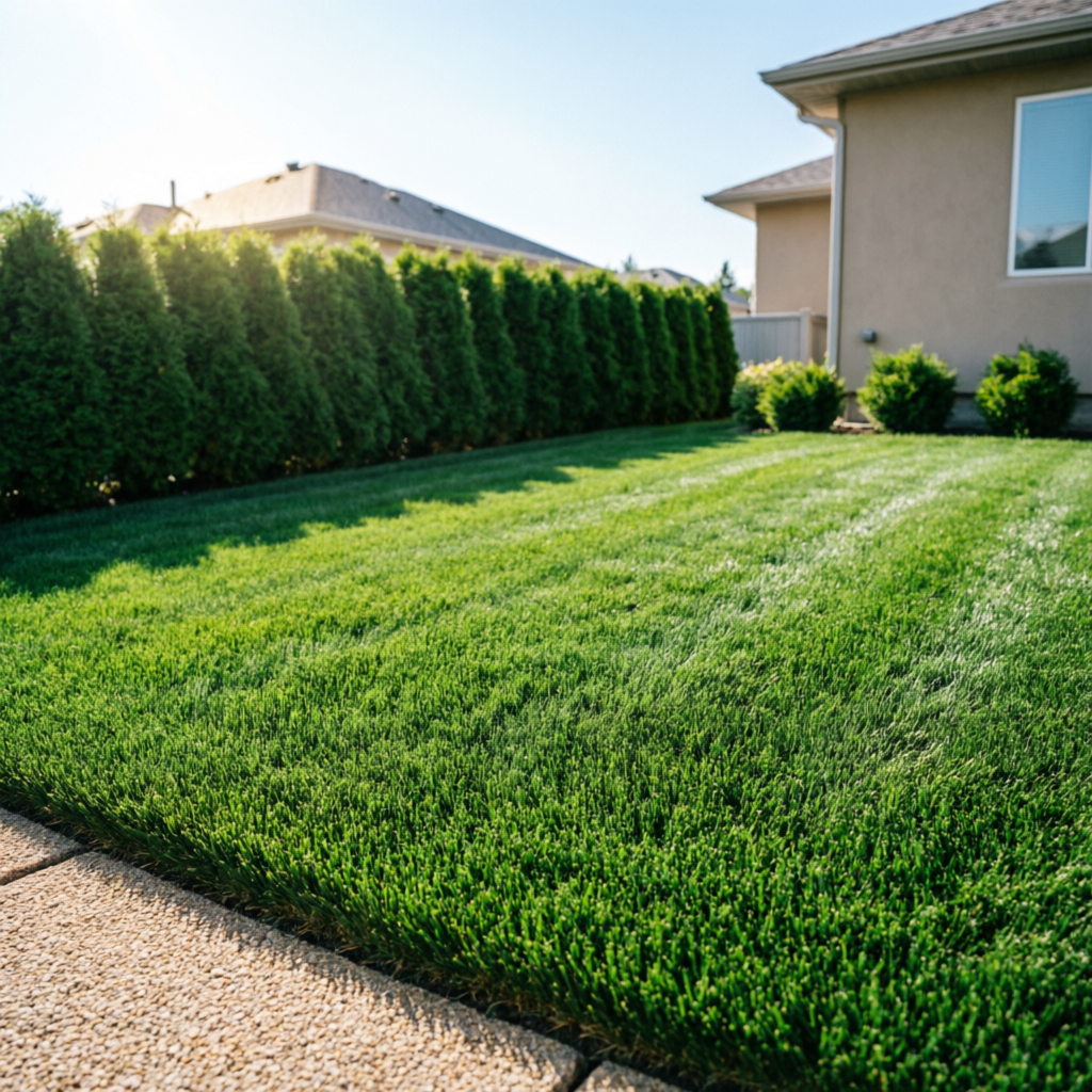 Thick healthy lawn after professional overseeding