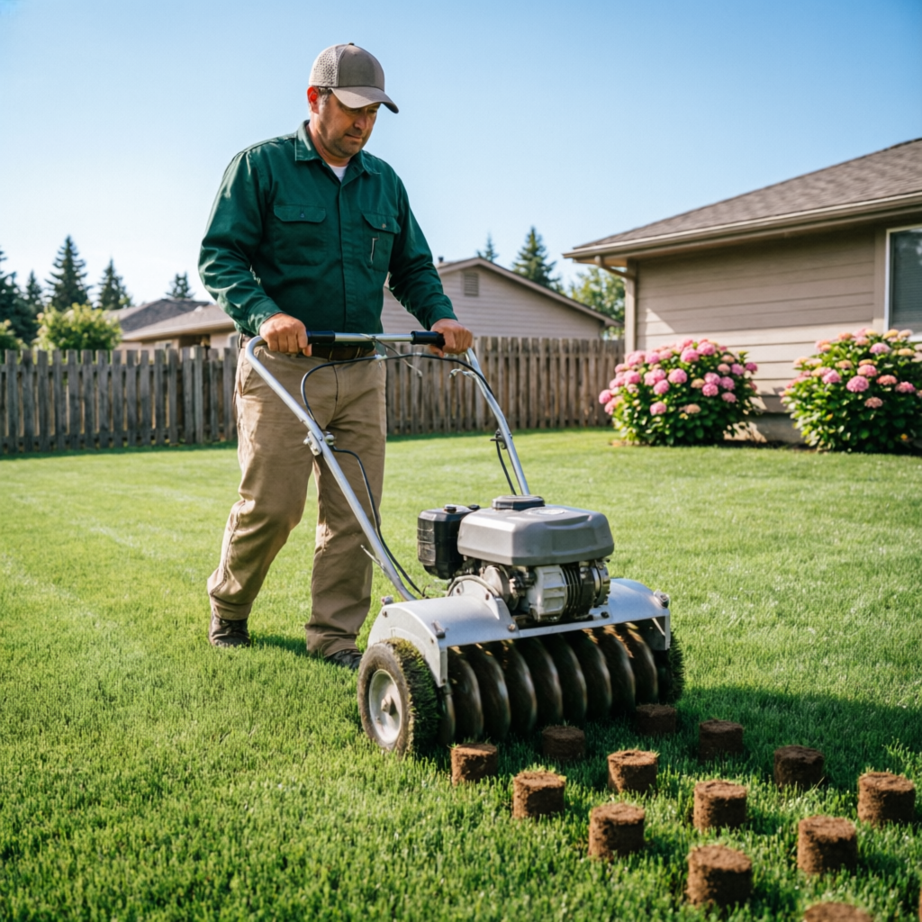 Professional lawn aeration service in Richmond Hill