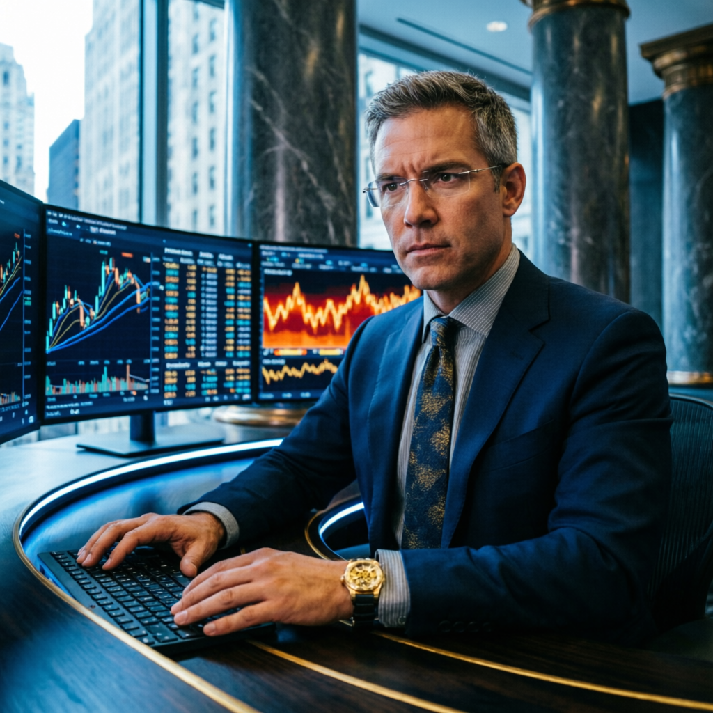 Professional prop firm trader analyzing Apex evaluation rules on multiple monitors
