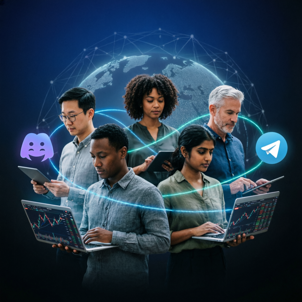 Global trading community connected through Discord and Telegram
