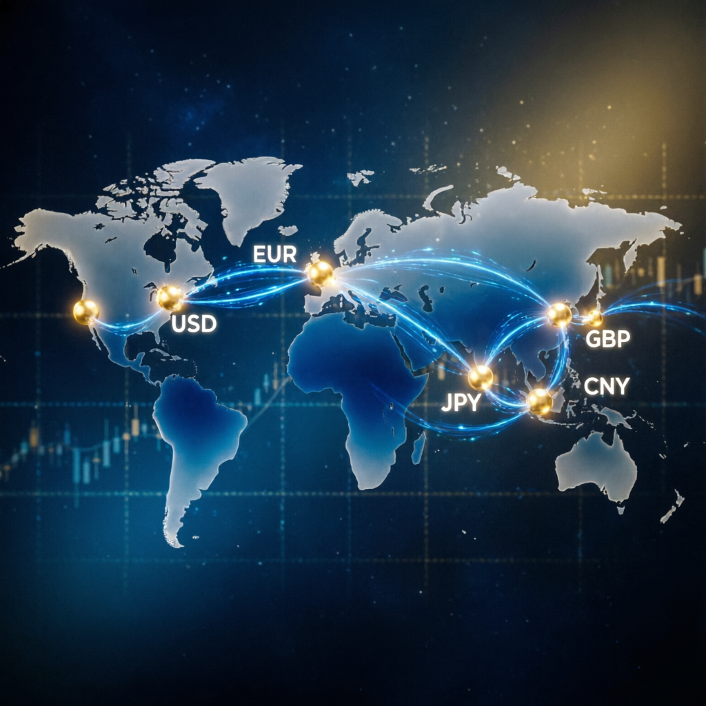 Global forex market network connecting traders worldwide