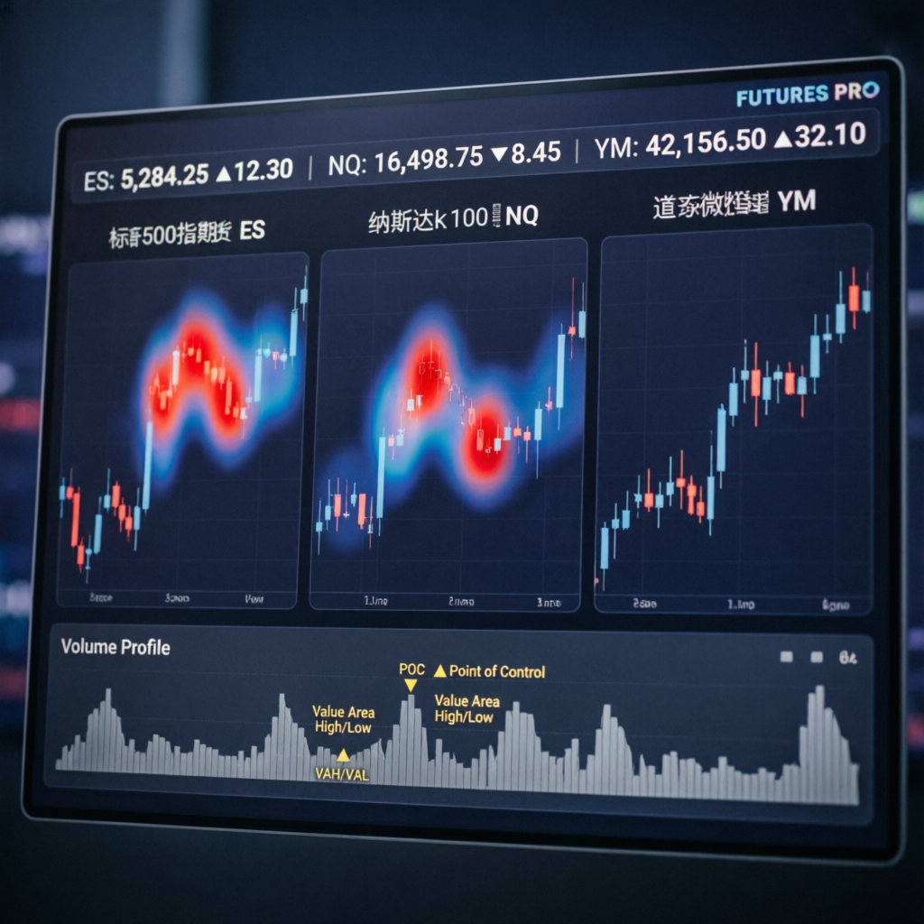 Futures Trading ES NQ YM Market Analysis with Volume Profile