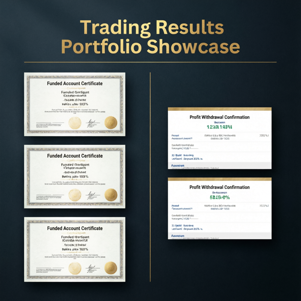 PFM Capitals funded account certificates and profit withdrawal confirmations