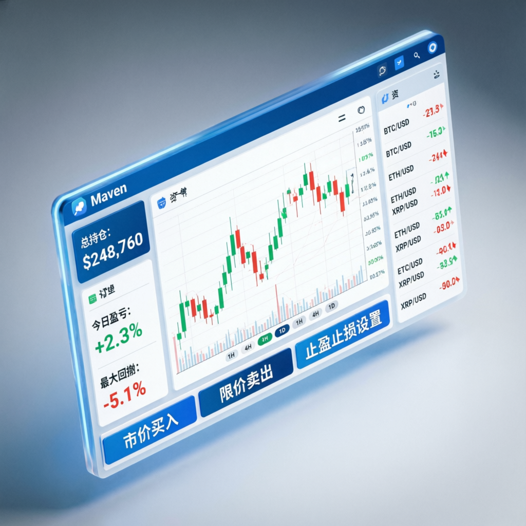 Maven Trading platform dashboard showing forex charts and account analytics
