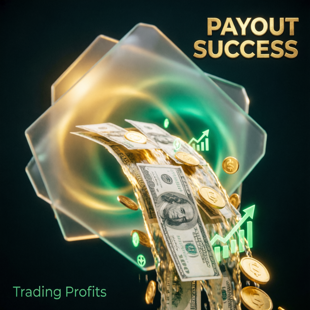 Payout success with trading profits flowing representing funded account earnings