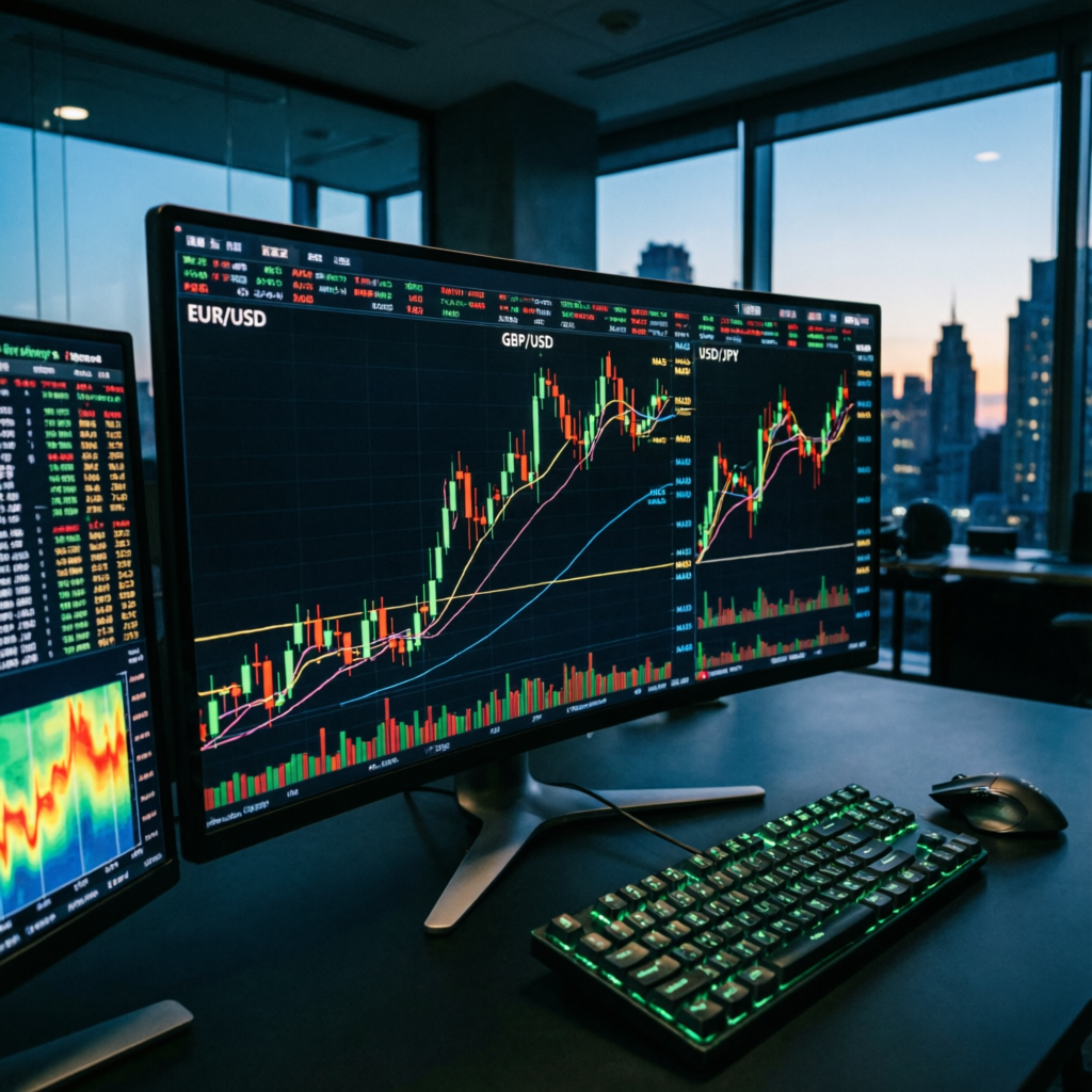 Forex trading charts showing consistent profits