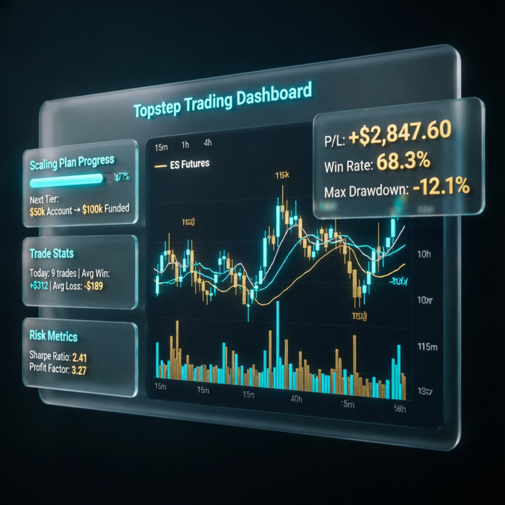 Topstep Trading Dashboard with ES Futures Chart