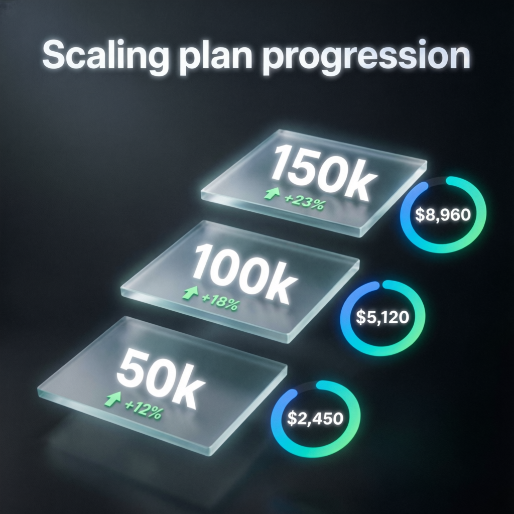 Topstep scaling plan progression from 50k to 150k