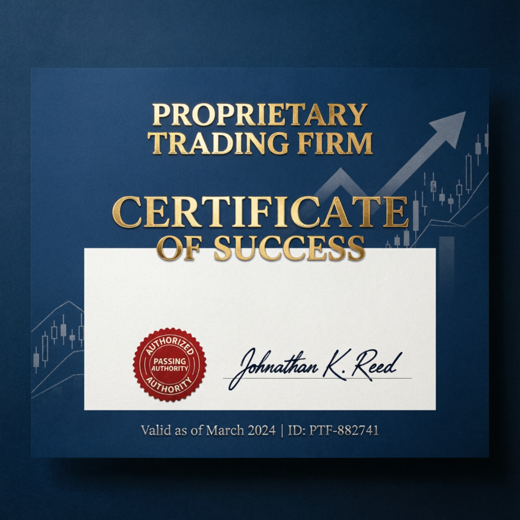 Proprietary Trading Firm Certificate of Success for passed challenge