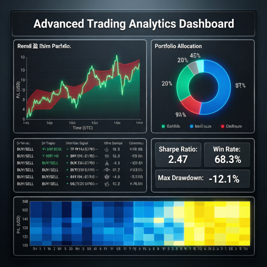 Advanced trading analytics dashboard showing portfolio performance