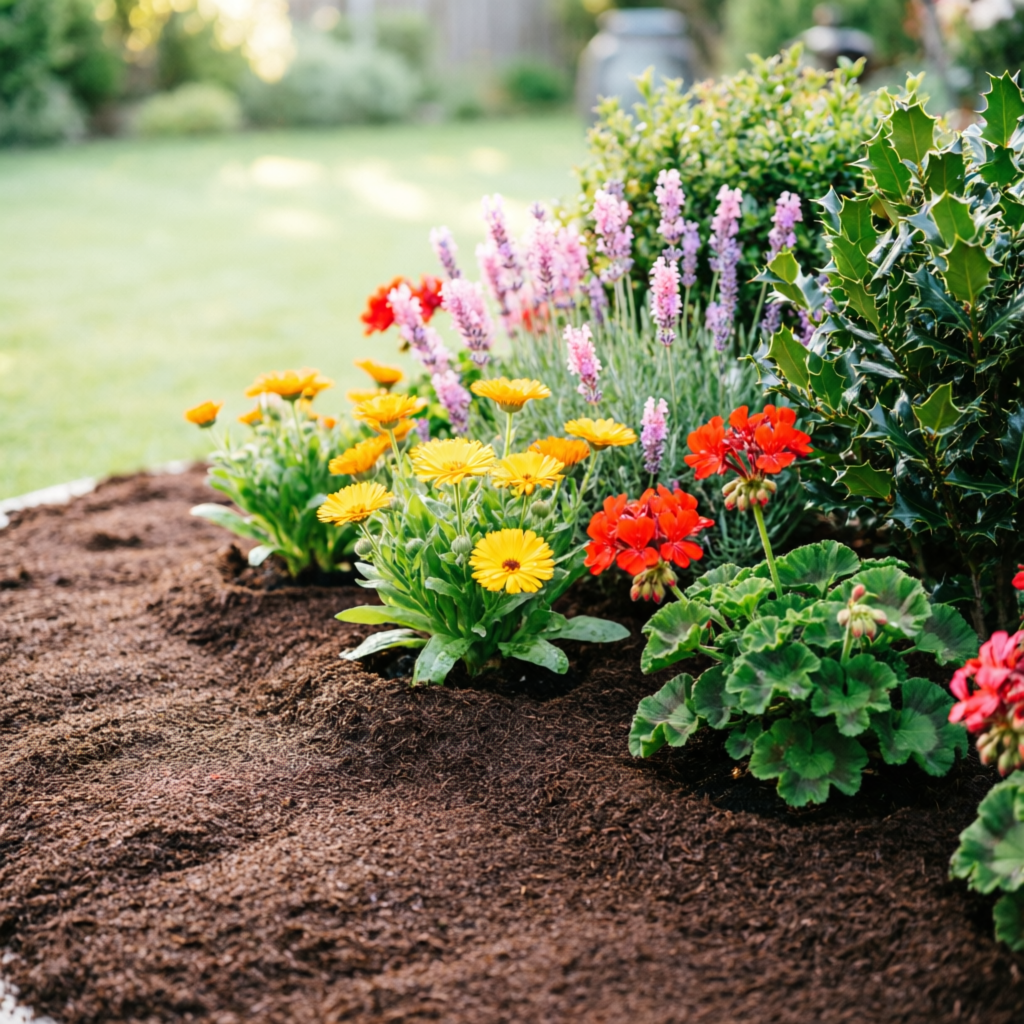 Mulch installation flower beds Long Island