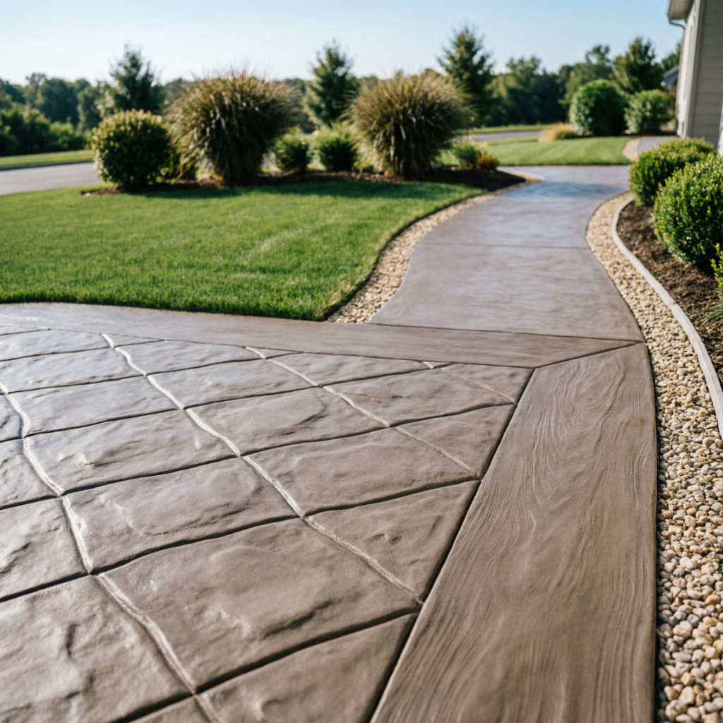 Stamped concrete patio installation Long Island
