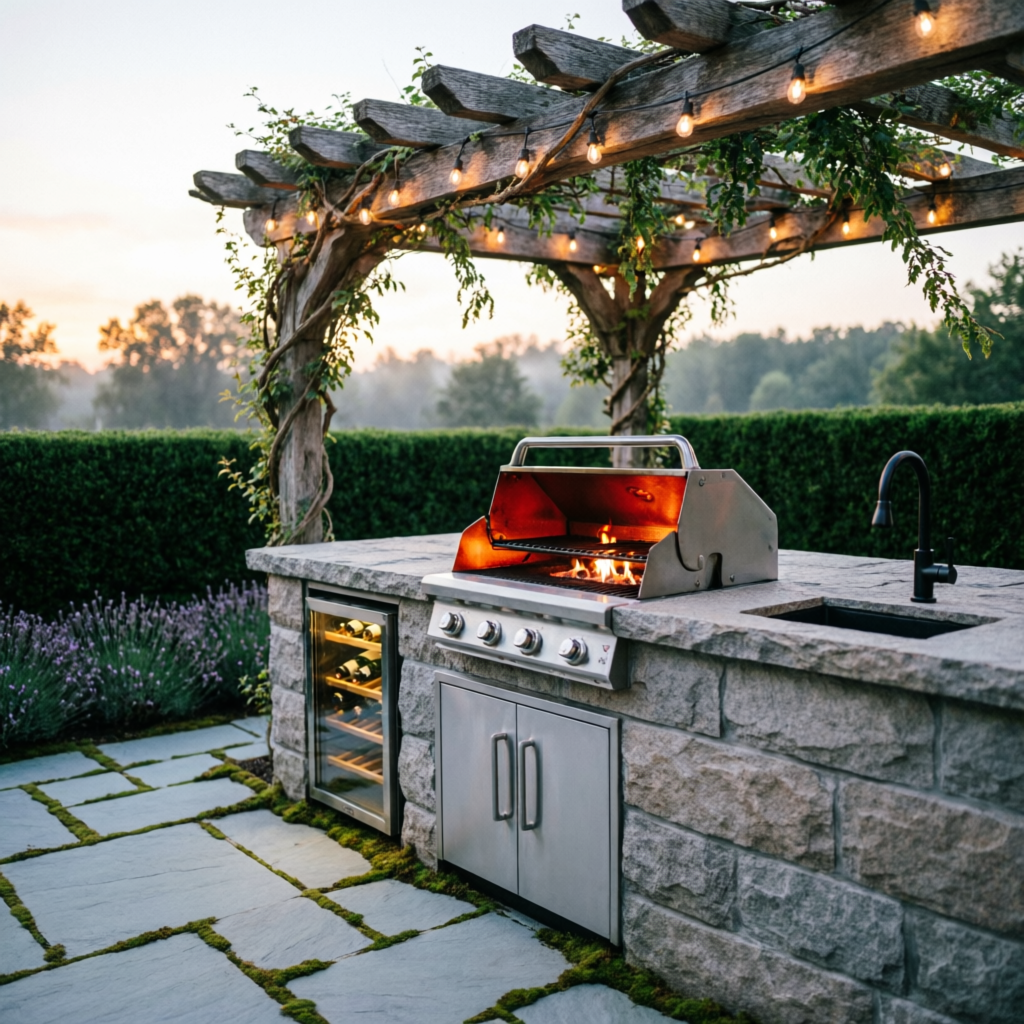 Outdoor kitchen pergola Long Island