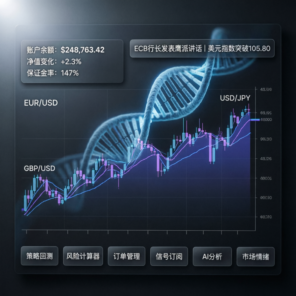 Professional Trading Dashboard with DNA Helix Overlay