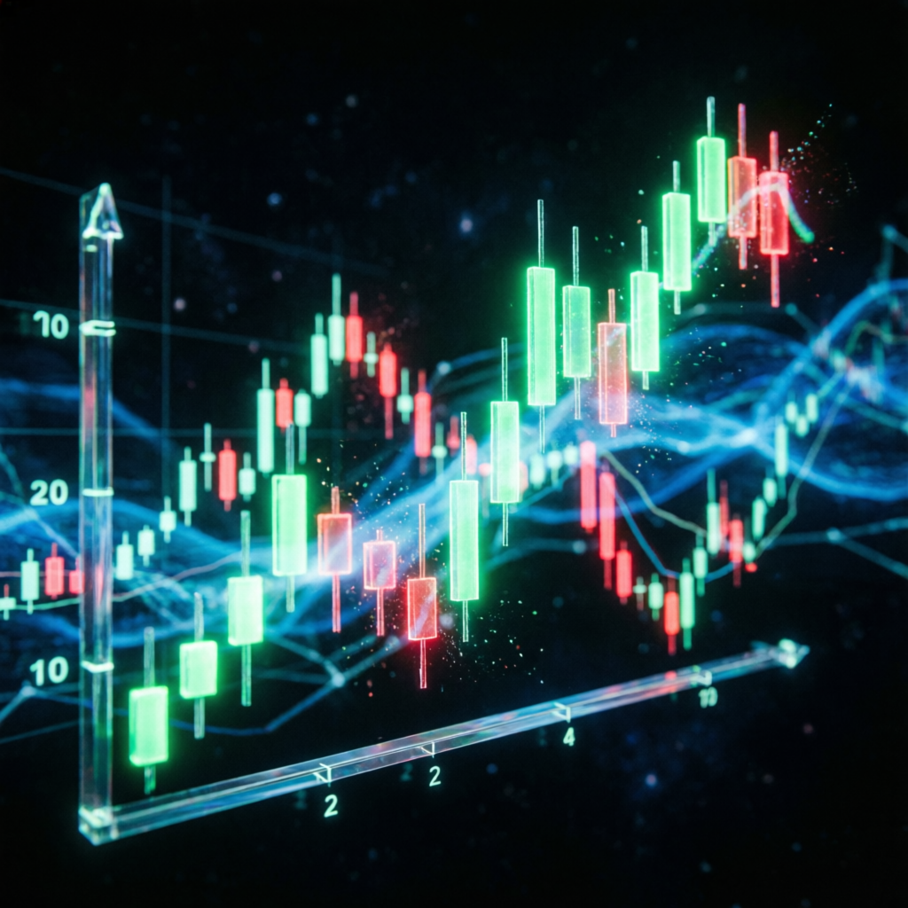 Holographic financial charts for My Funded Futures analysis