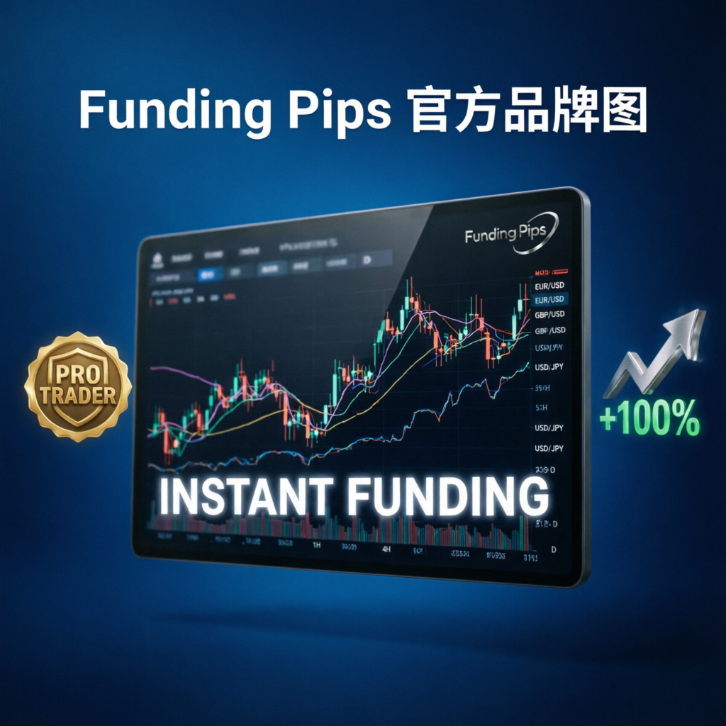 Funding Pips instant funding prop firm with trading platform and Pro Trader badge