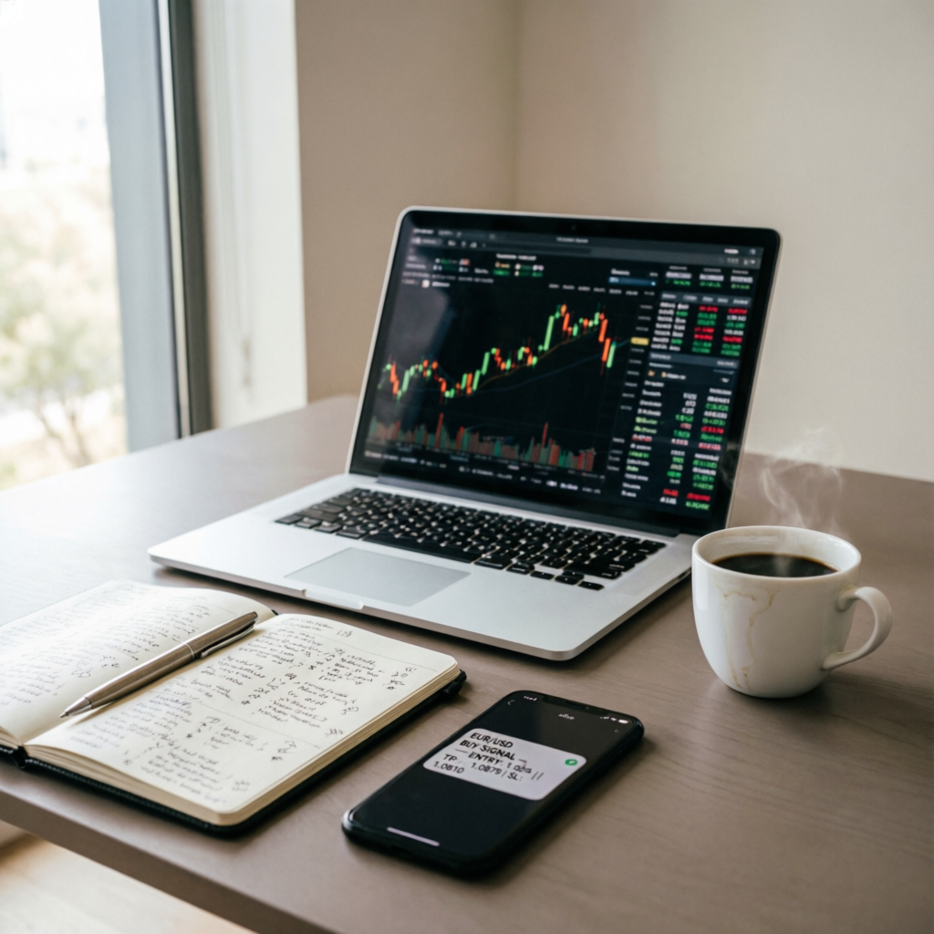 Modern trading desk setup