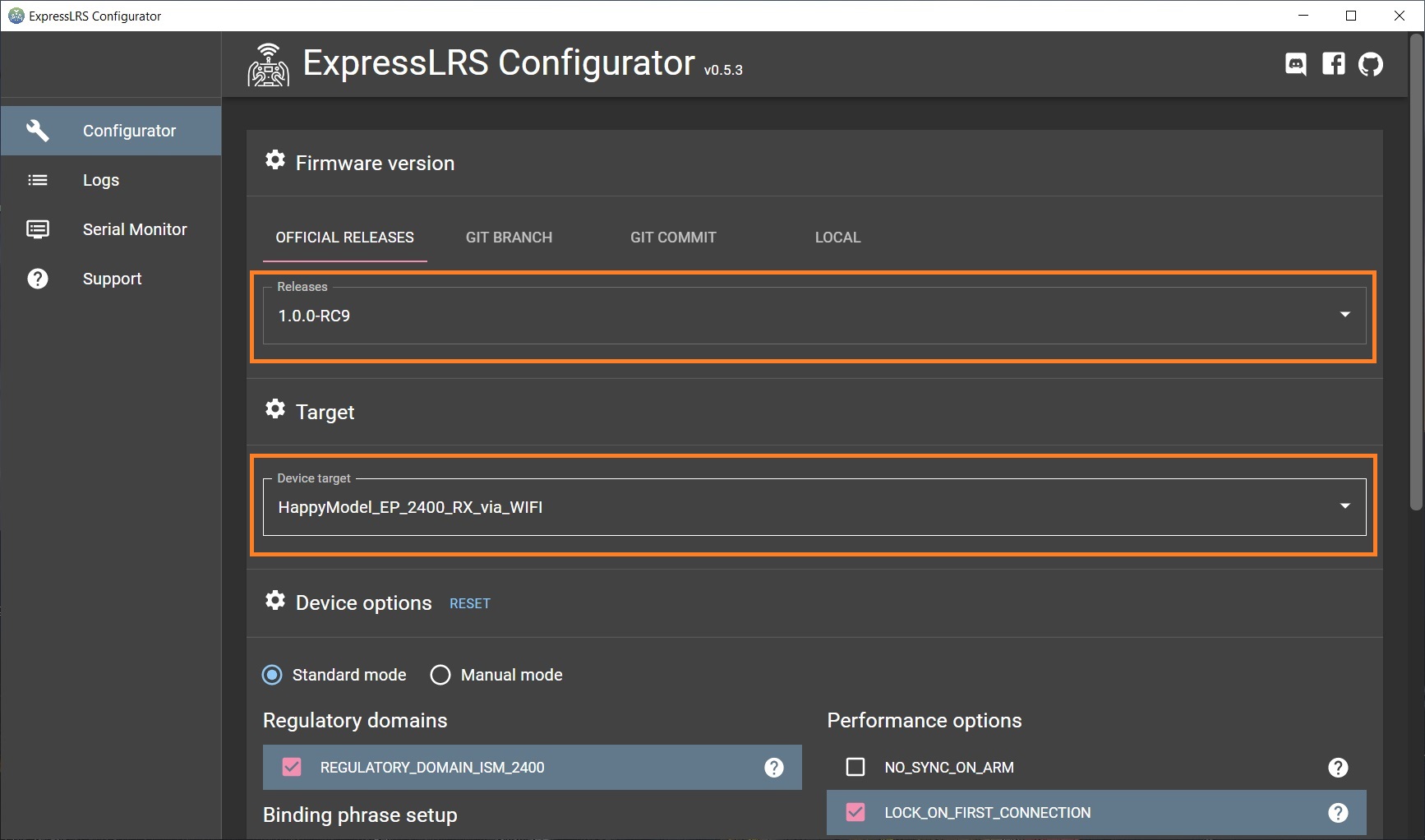 ExpressLRS Configurator