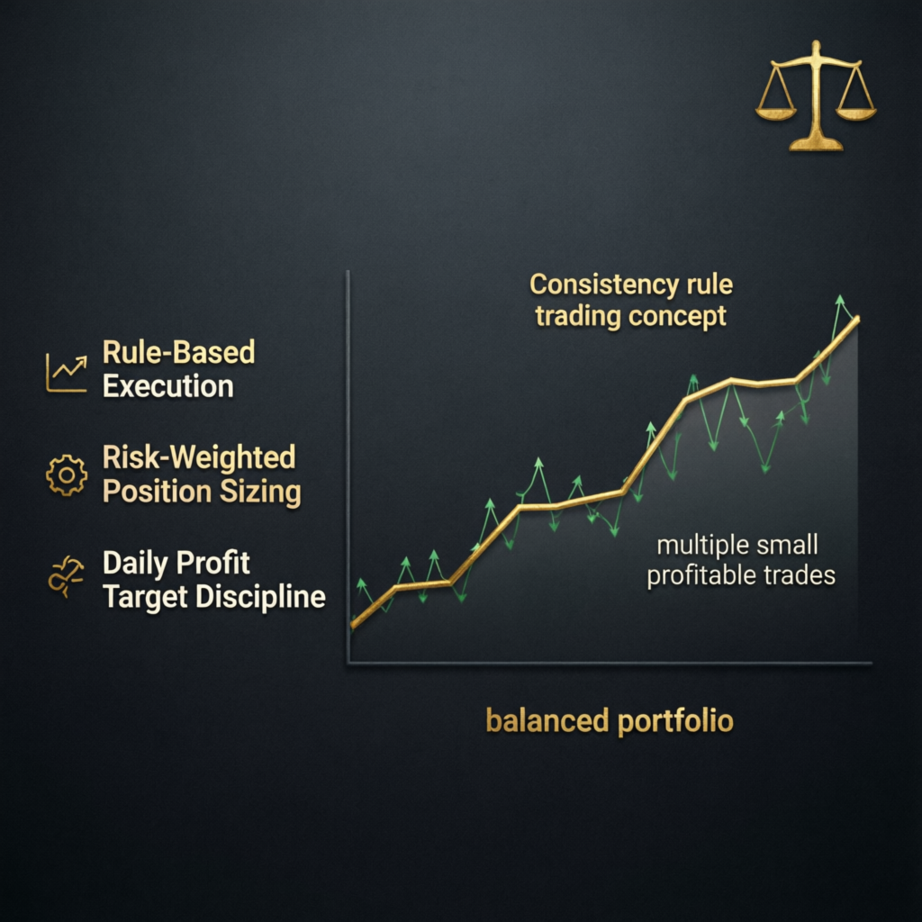 Consistency rule trading concept with balanced portfolio