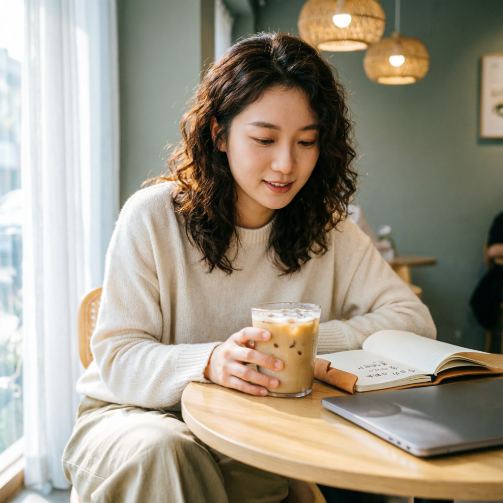 A guest pausing for an iced coffee break
