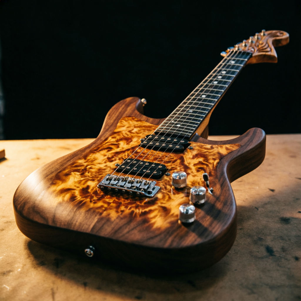 Guitarra custom con tapa flameada