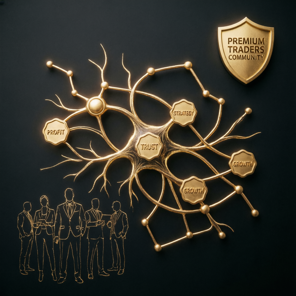 Premium traders community network showing trust, profit, strategy and growth connections