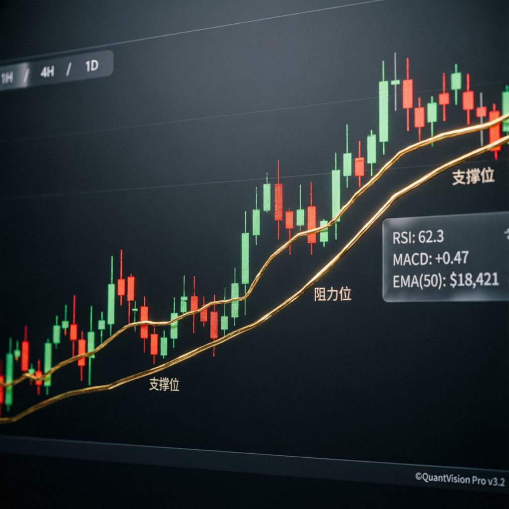 Technical analysis chart with golden trend lines showing support and resistance levels