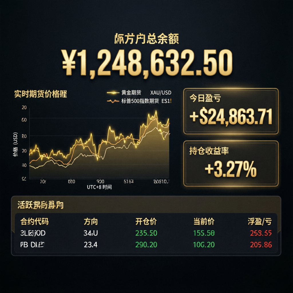 Apex Trader Funding dashboard showing profit metrics and futures trading analytics
