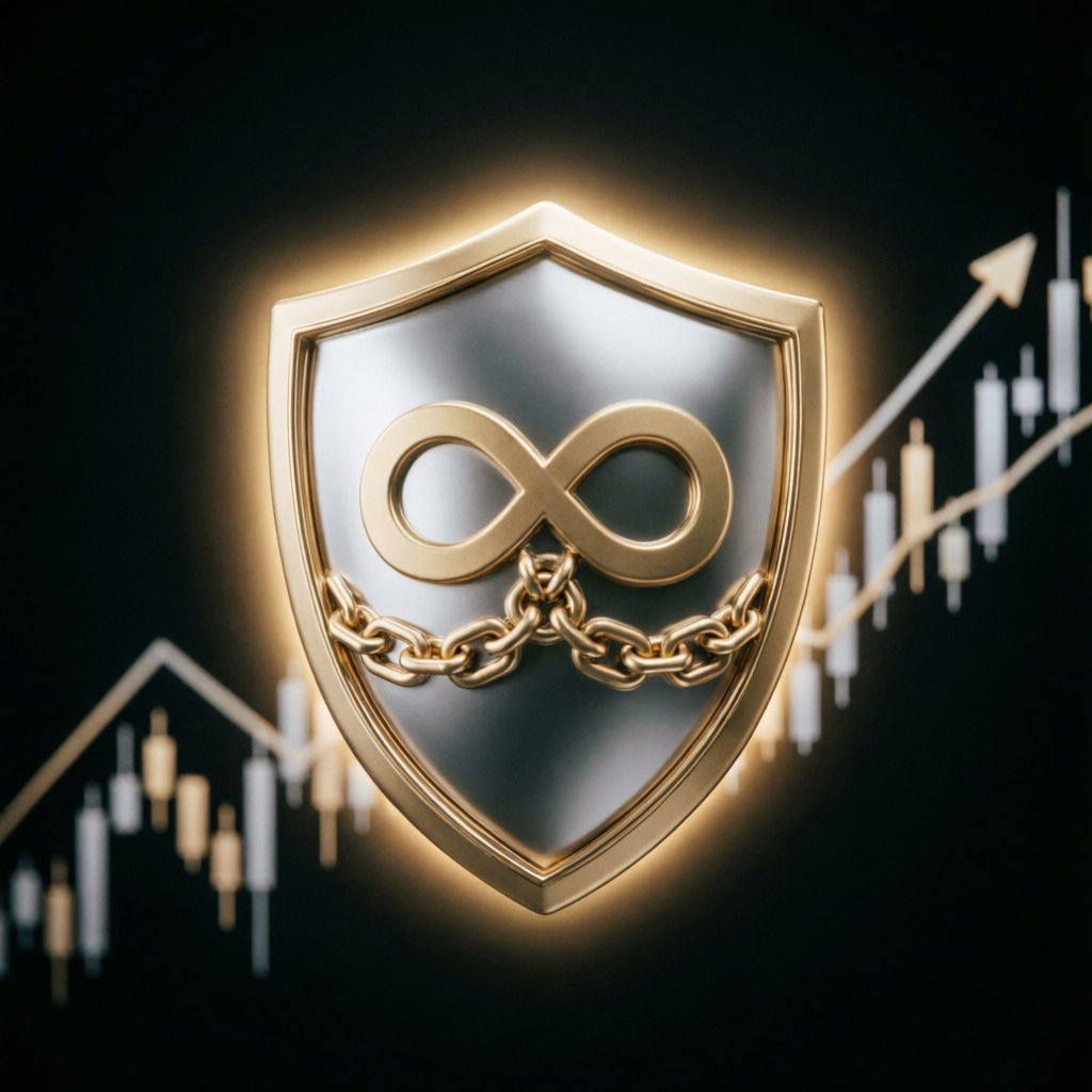 Golden shield protecting trading capital representing risk management