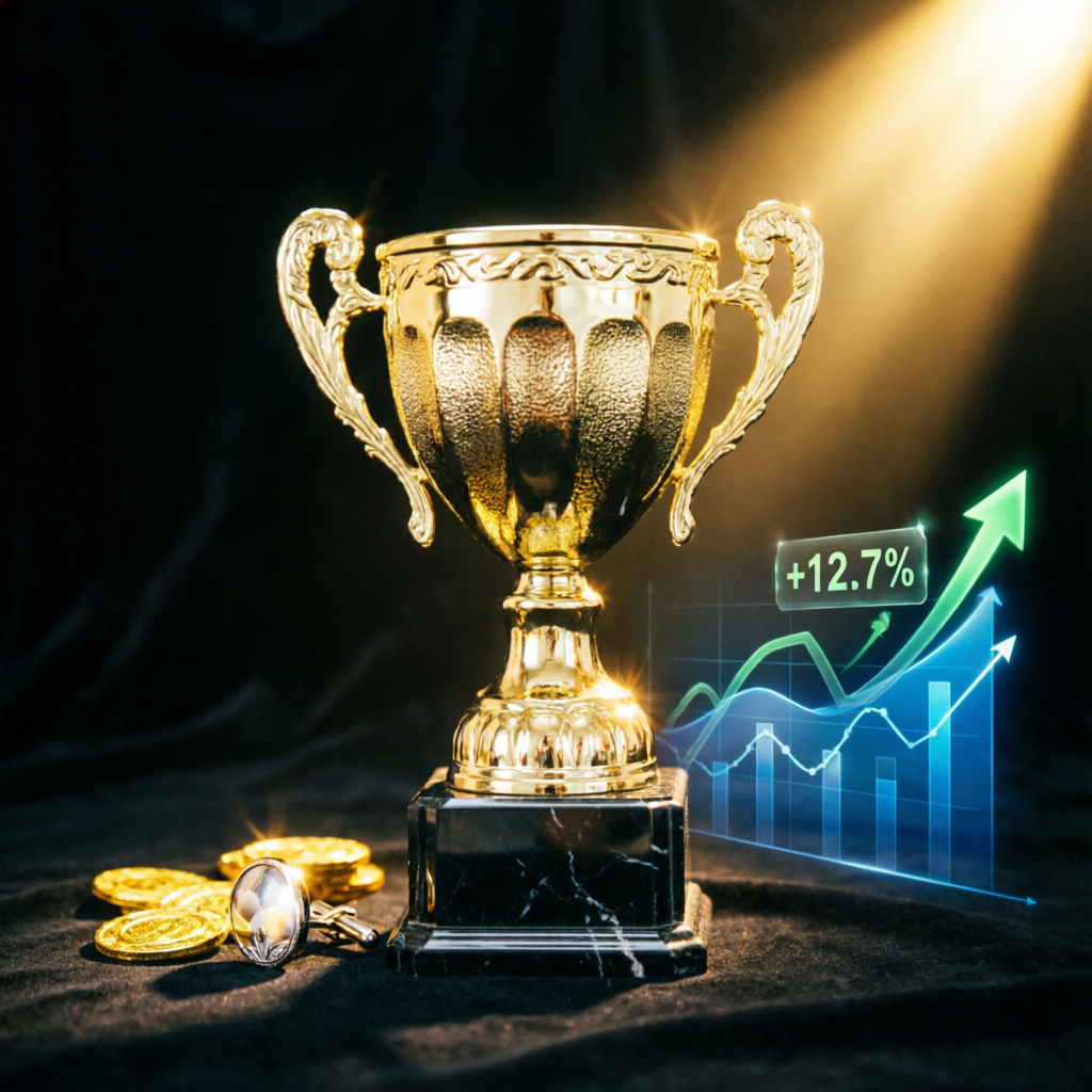 Luxury golden trophy representing trading success and achievement