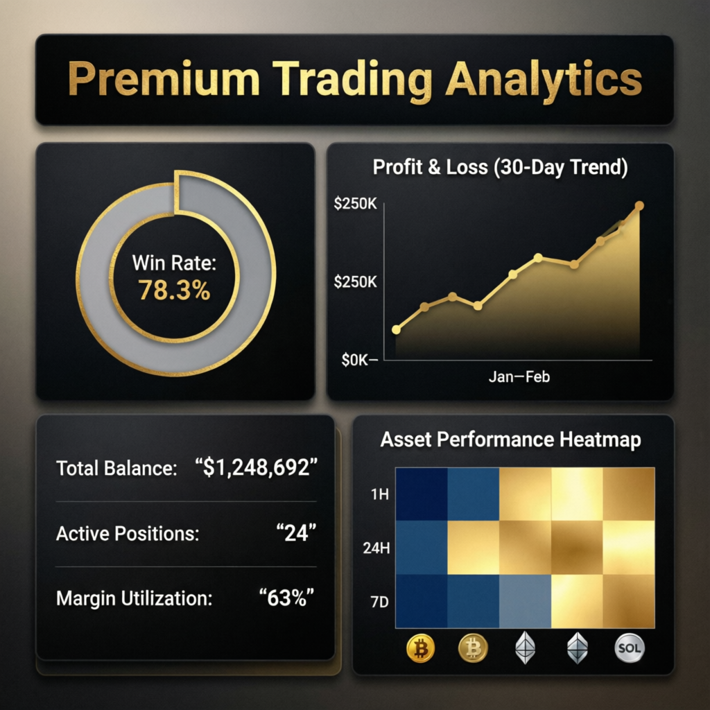 Premium trading analytics with win rate and performance metrics