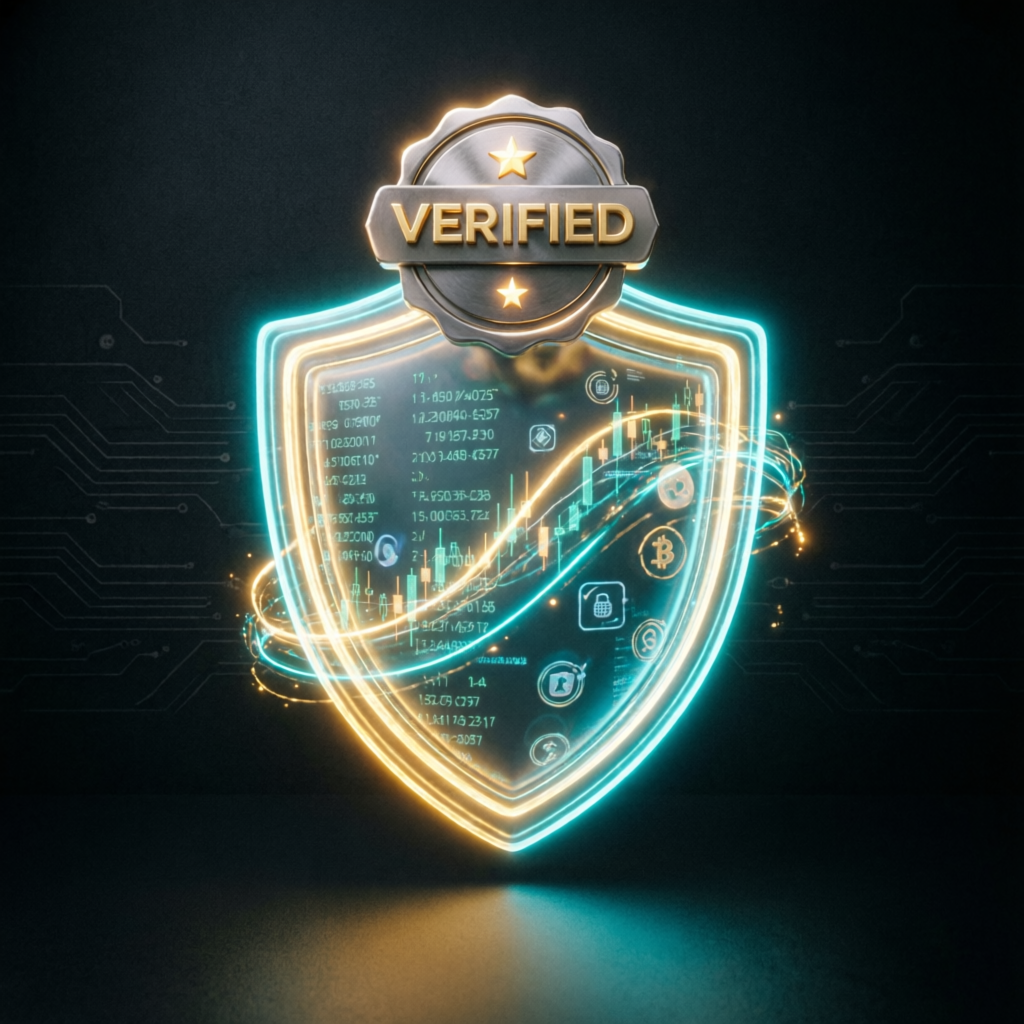 Verified trust shield with financial data representing secure prop firm service