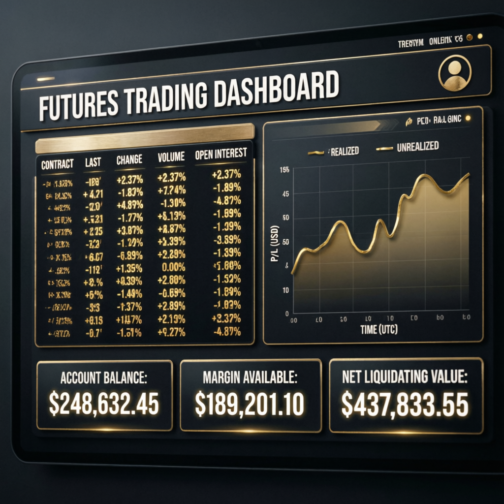 Topstep futures trading dashboard with account balance and P/L charts