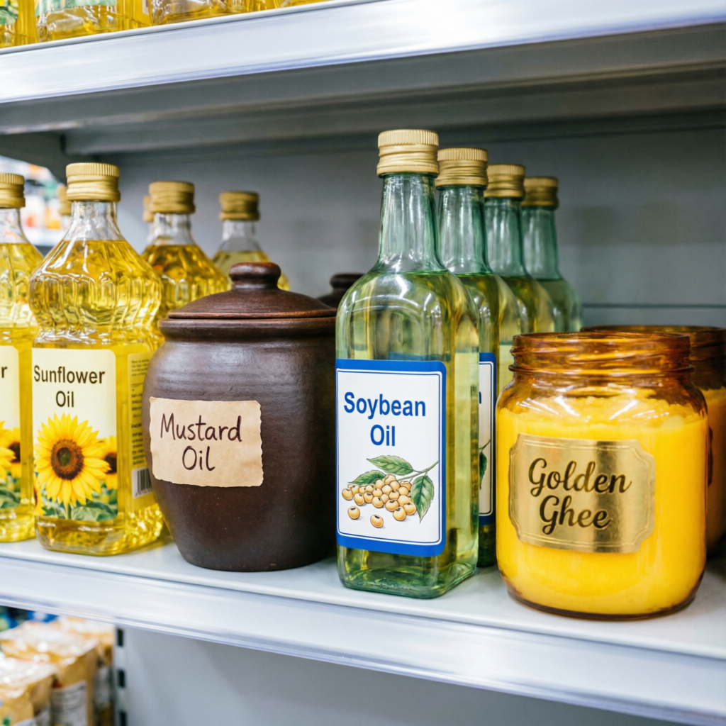 Branded cooking oils and ghee display – Fortune distributor Nalasopara