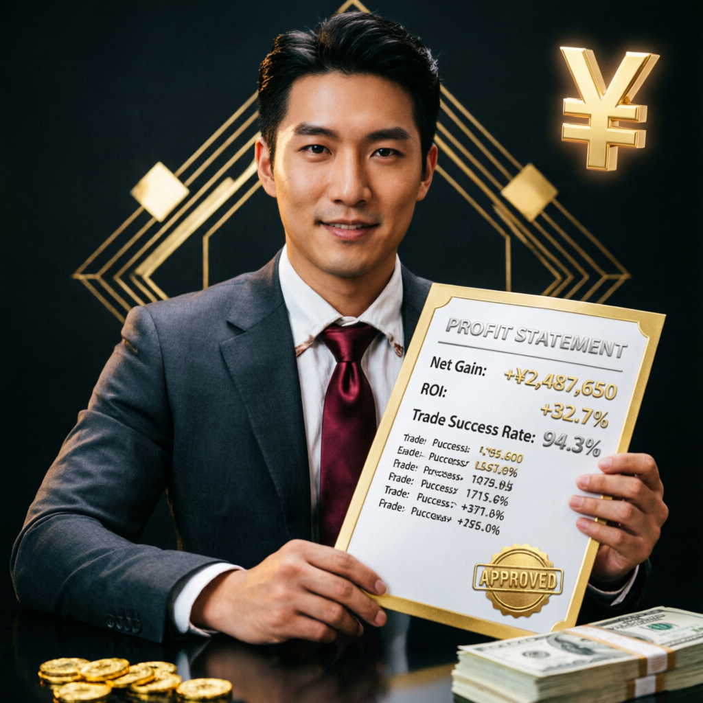 Professional trader holding approved profit statement showing successful payouts