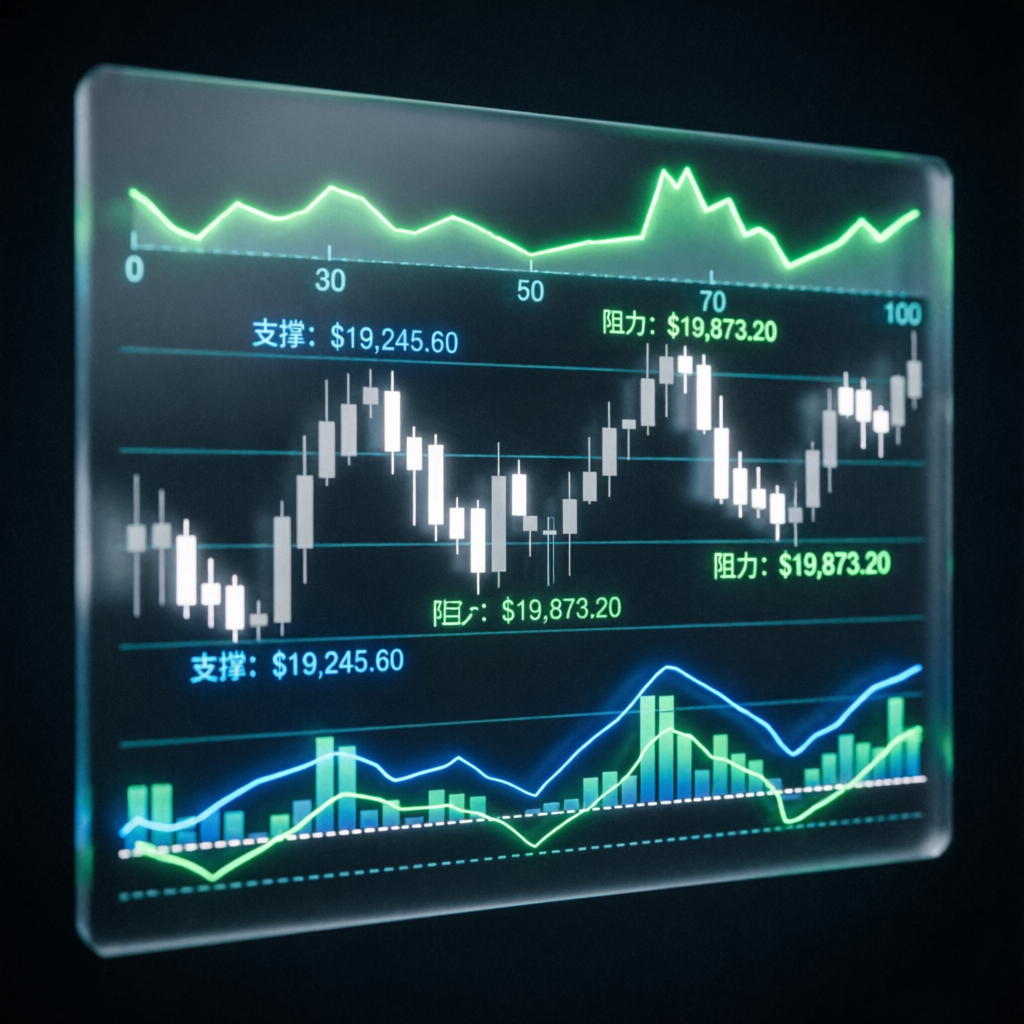 Advanced technical analysis chart with multiple indicators for Topstep trading
