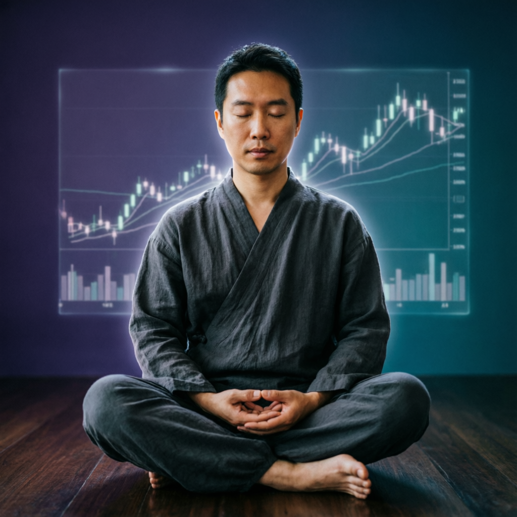 Trading psychology and discipline concept with chart visualization